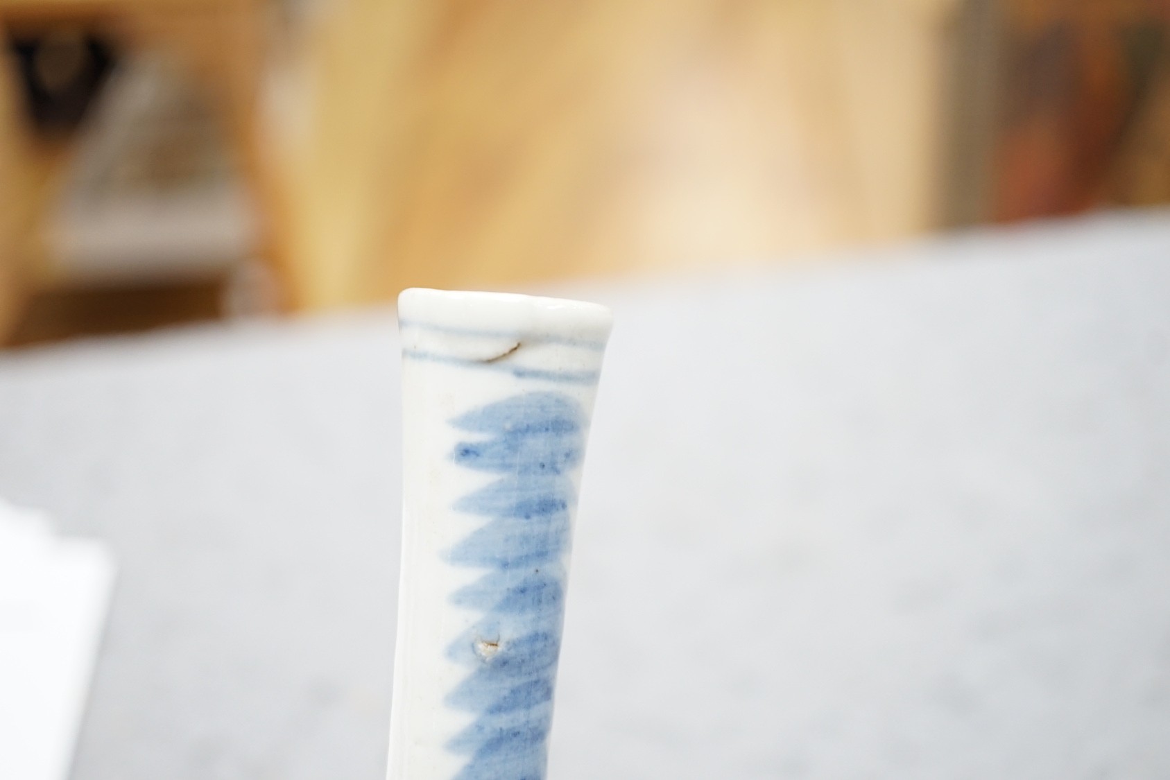 A pair of 19th century Chinese blue and white bottle vases, 16cm